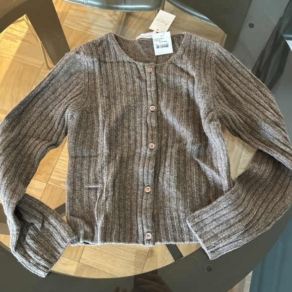 NWT girls Bonpoint grey ribbed cardigan size 8 100% cashmere - Picture 2 of 2